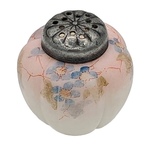 Antique Mount Washington Hand Painted Art Glass Melon Shaker c 1890